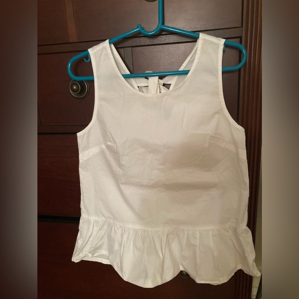 J. Crew Factory Tops Euc Two Back Bows Ruffled peplum Tank